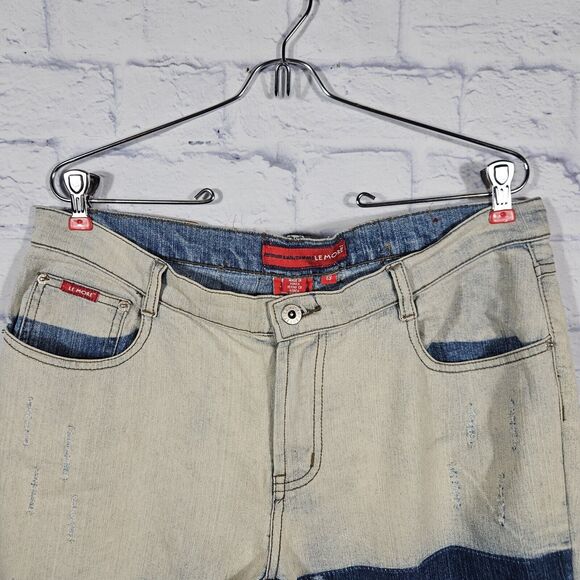 LeMore Vintage Jeans 90s Y2K Hip Hop Buttons size 13 Low Waist Bell Sequin - Picture 4 of 7